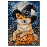 Shiba Inu Dog Forest Canvas Art Prints for Bedroom Decor for Halloween Haunted Poster Gifts on Ready to Hang 1.5" Thick Canvas Wrap, Floating Framed Canvas, Flat Rolled Canvas